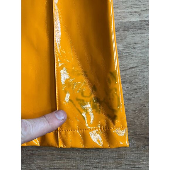 NWT THE RAGGED PRIEST Orange Patent Vinyl Cracker Pants Trousers Women's Size 8 - Picture 13 of 16